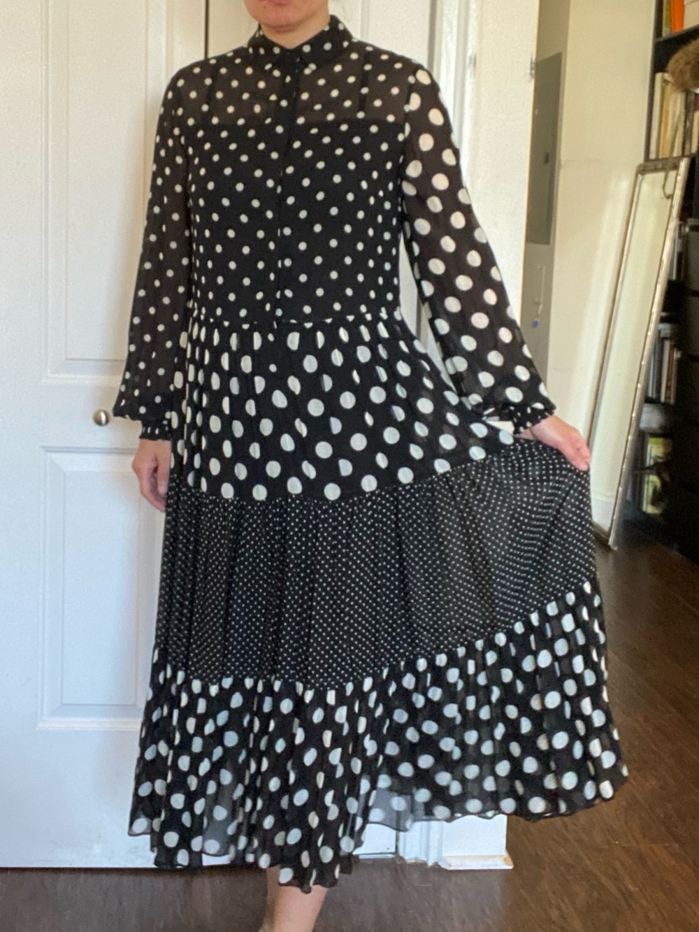 Akris punto black and white polka dot dress